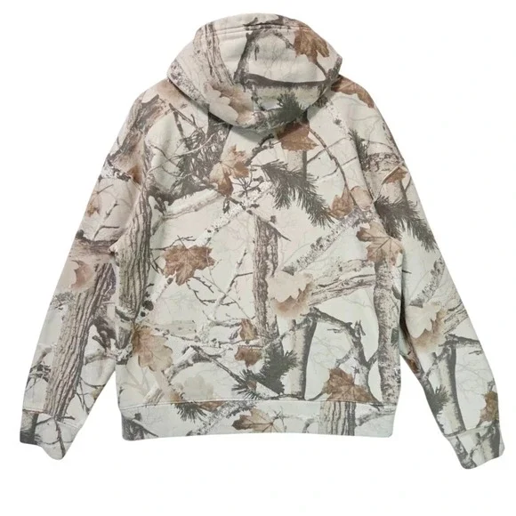 Hollister Boxy Fit Real Tree Fleece Hoodie Mens M Camo Sweatshirt Cream Y2K Zip - Picture 2 of 15